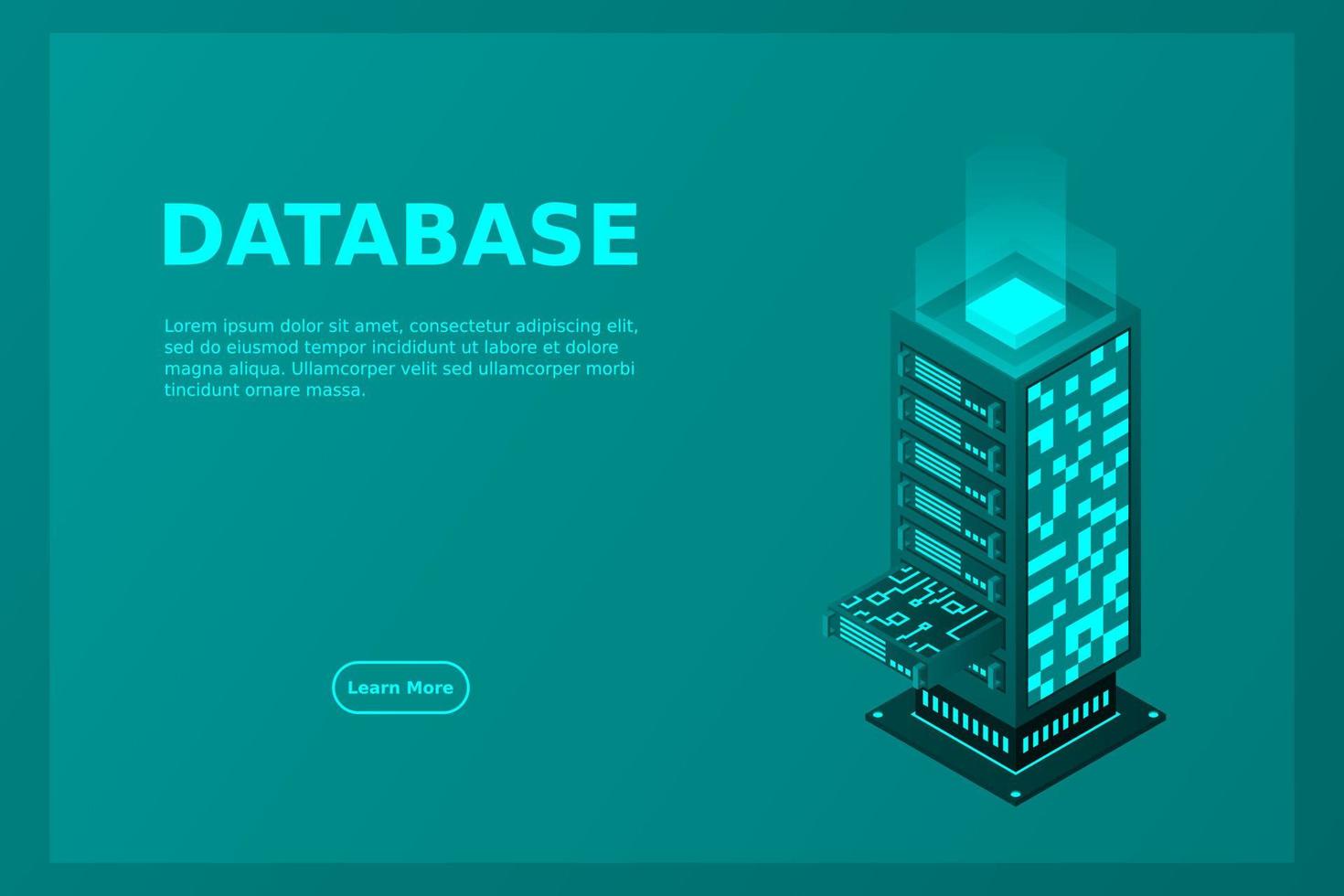 datacenter isometrisk vektorillustration. abstrakt 3d hosting server eller datacenter rum bakgrund vektor