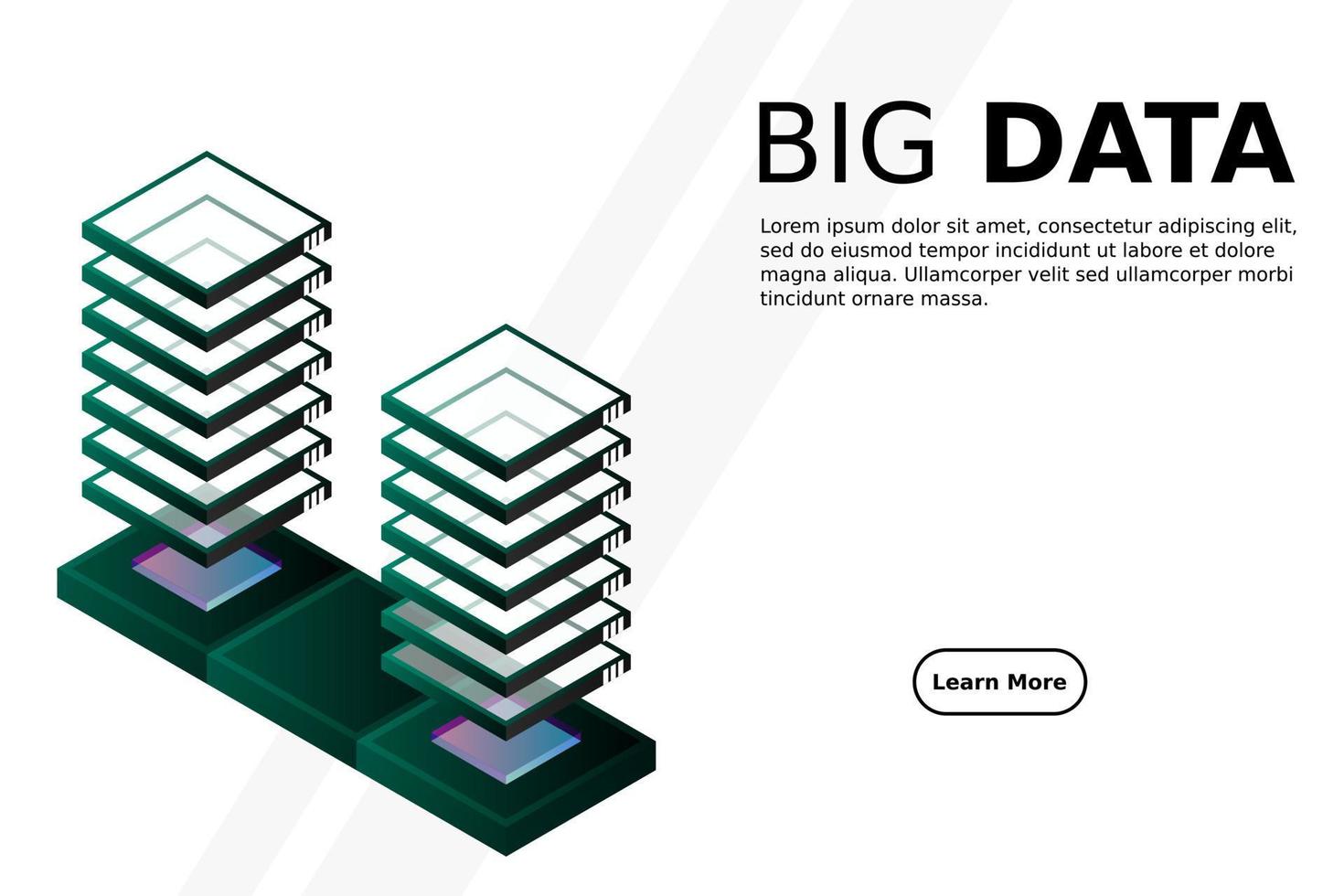 Mainframe, Powered Server, High-Tech-Konzept, Rechenzentrum, Cloud-Datenspeicher isometrisch vektor