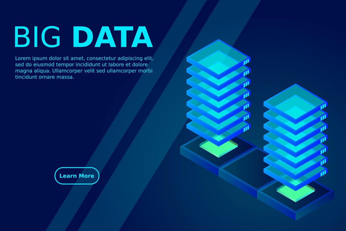 Mainframe, Powered Server, High-Tech-Konzept, Rechenzentrum, Cloud-Datenspeicher isometrisch vektor