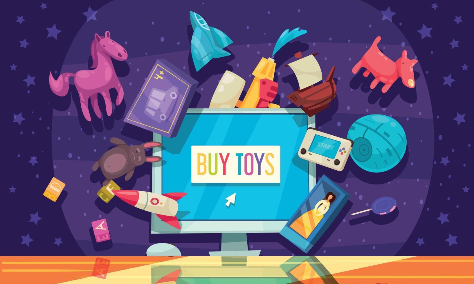 Hintergrund des Online-Spielzeugladens vektor