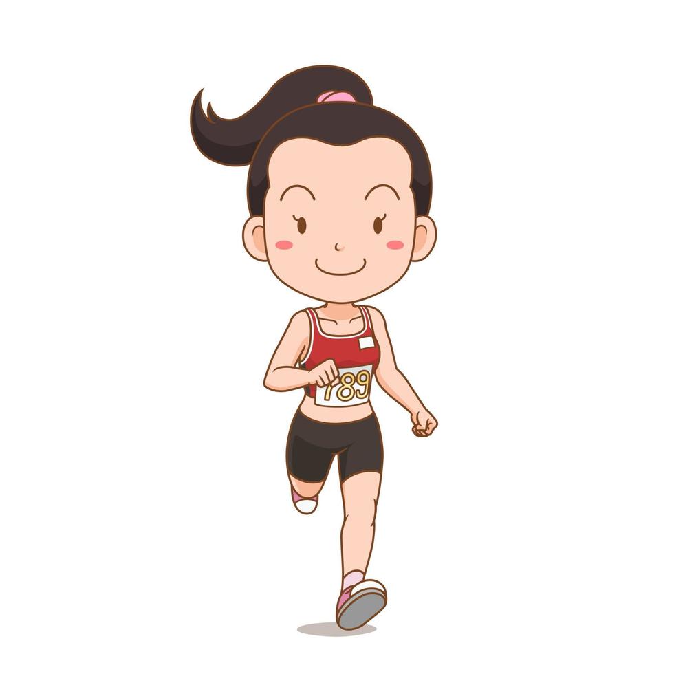 seriefigur av söt löpare flicka. vektor