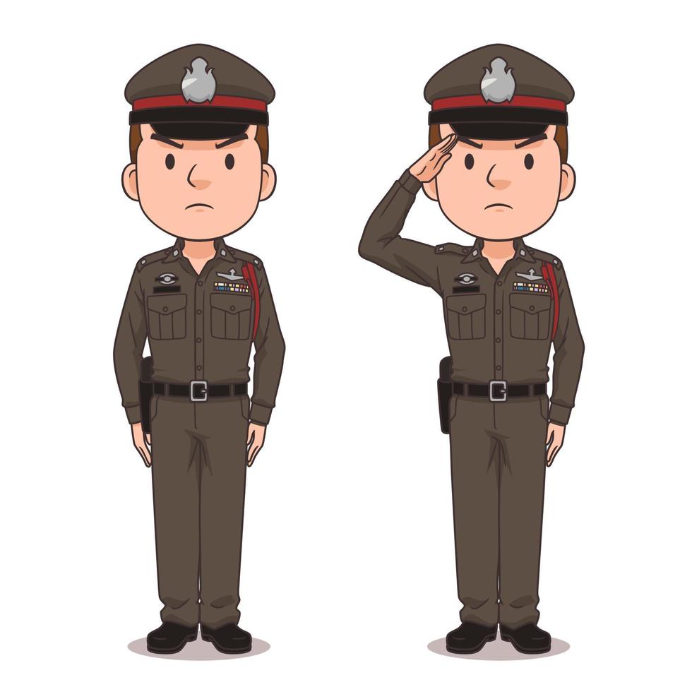 Zeichentrickfigur der thailändischen Polizei. vektor