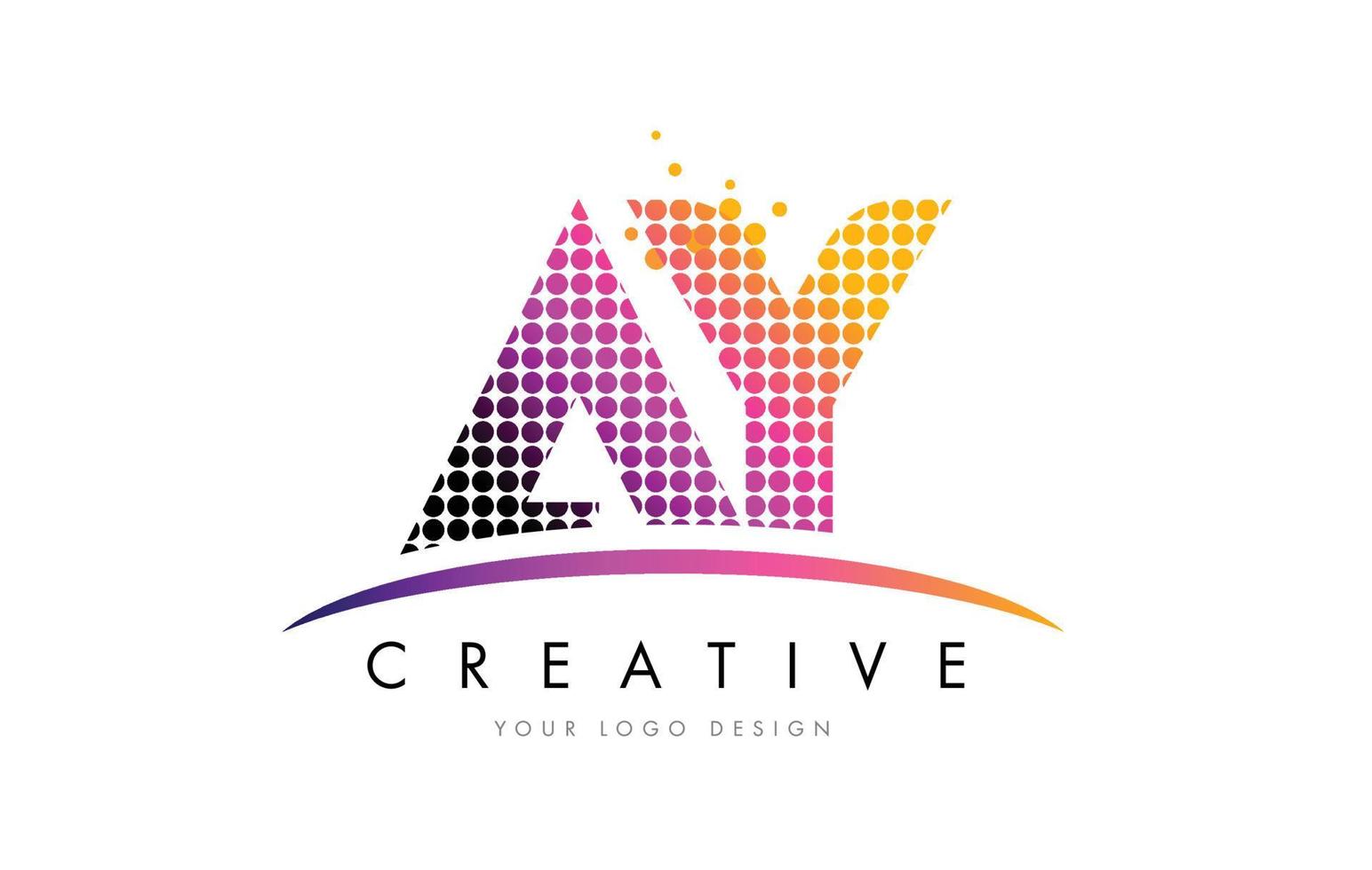 ay ay brief logo design mit magenta punkten und swoosh vektor