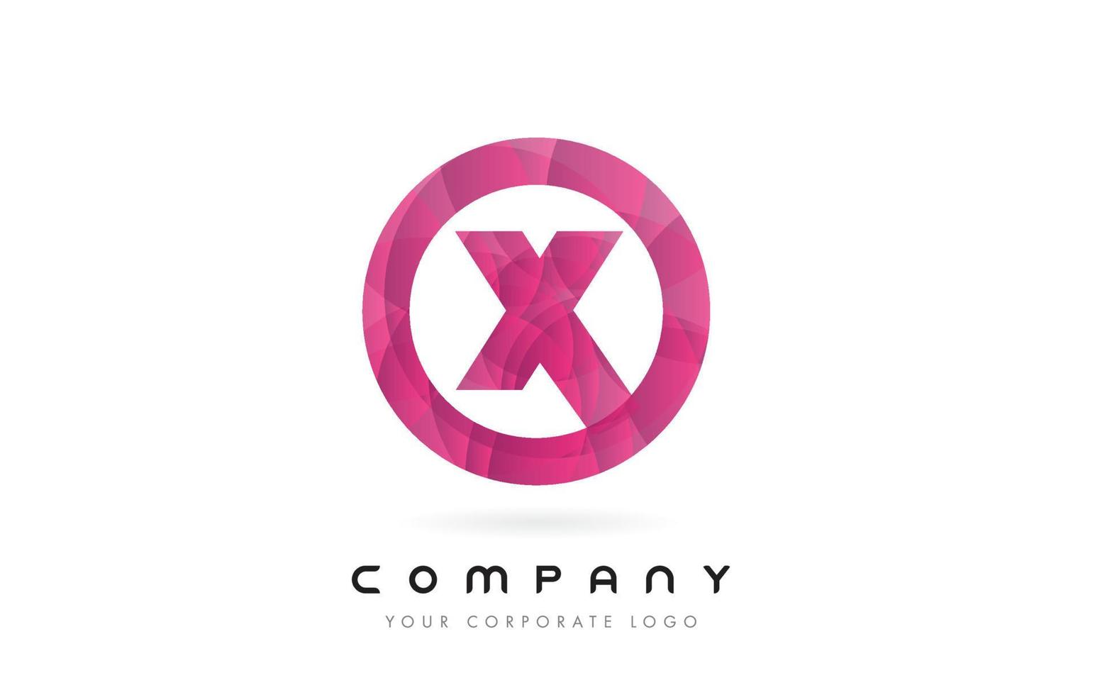 x-Brief-Logo-Design mit kreisförmigem lila Muster. vektor