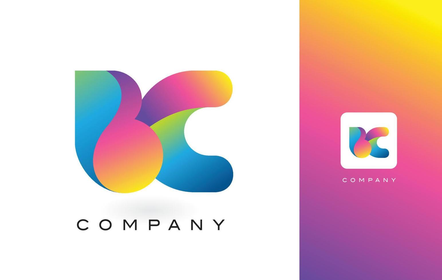 bc logotyp bokstav med regnbågens livliga vackra färger. färgglada trendiga lila och magenta bokstäver vektor. vektor
