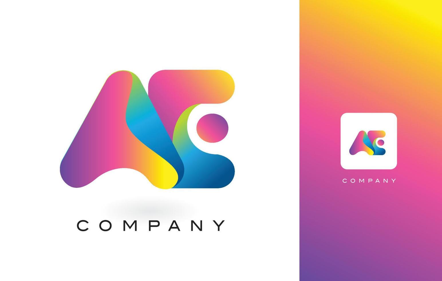 ae logo brief mit regenbogen leuchtenden schönen farben. bunter trendiger lila und magentafarbener Buchstabenvektor. vektor