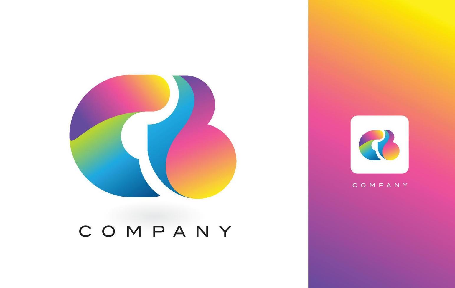 cb-logo-buchstabe mit leuchtenden schönen farben des regenbogens. bunter trendiger lila und magentafarbener Buchstabenvektor. vektor