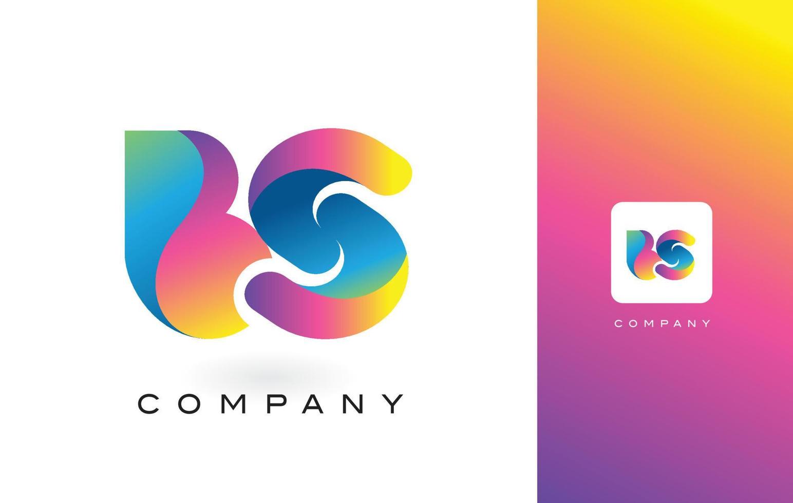 bs-Logo-Buchstabe mit leuchtenden, schönen Farben des Regenbogens. bunter trendiger lila und magentafarbener Buchstabenvektor. vektor