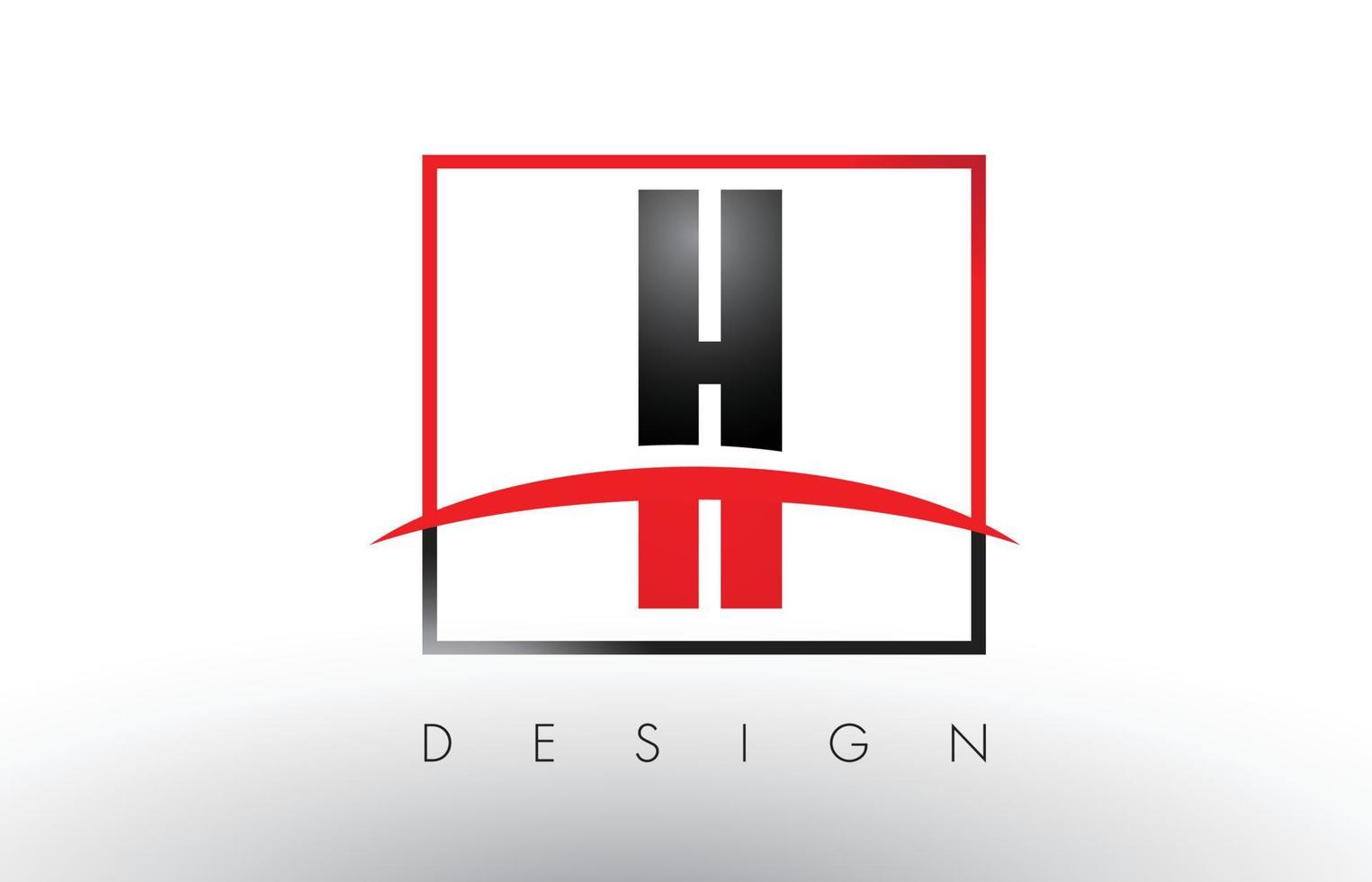 h logotypbokstäver med röda och svarta färger och swoosh. vektor