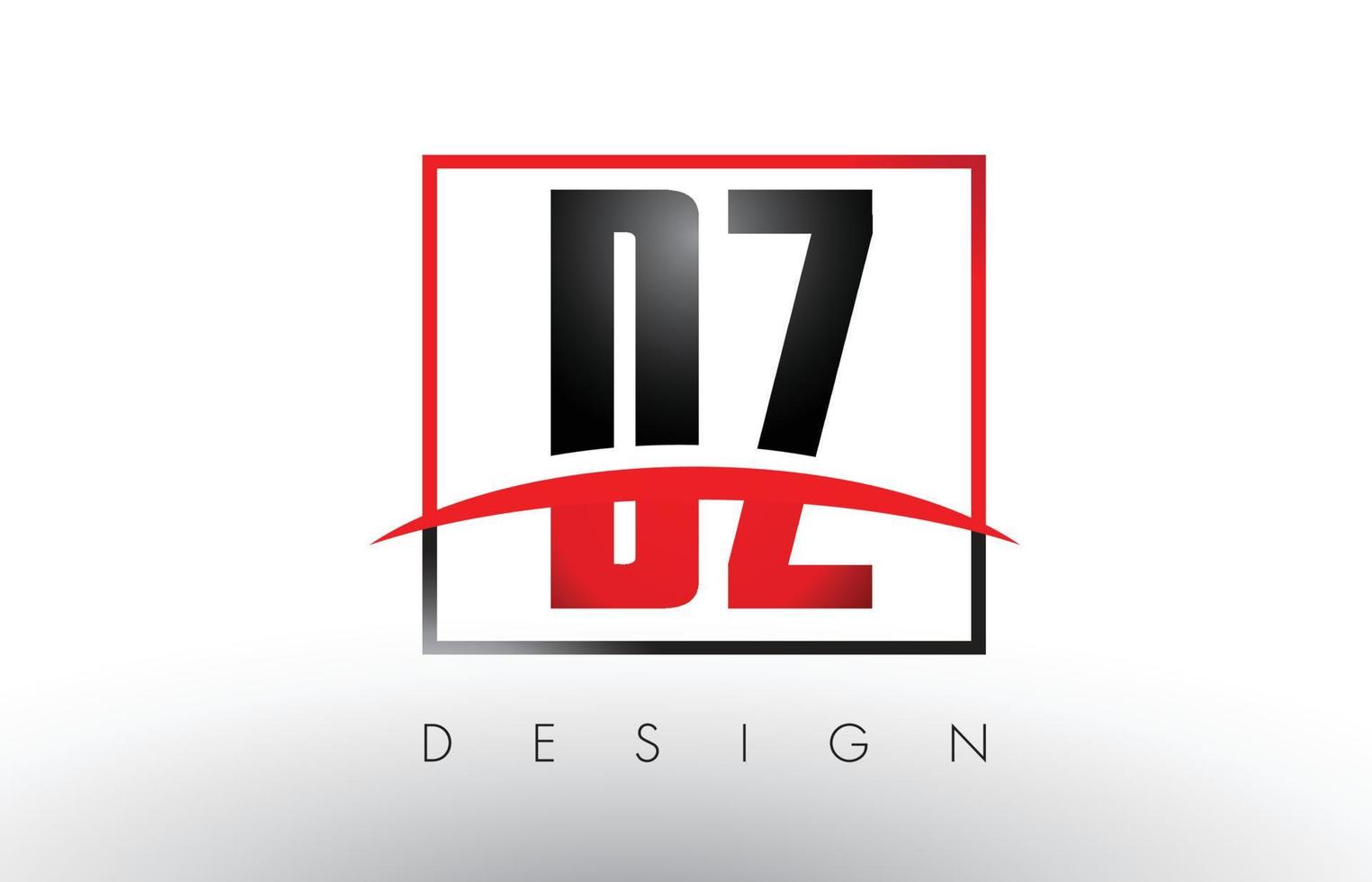 dz dz-Logobuchstaben mit roten und schwarzen Farben und Swoosh. vektor