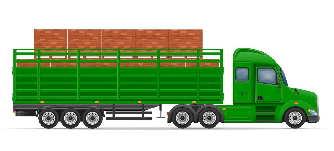lastbil semitrailer leverans och transport av byggmaterial koncept vektor illustration