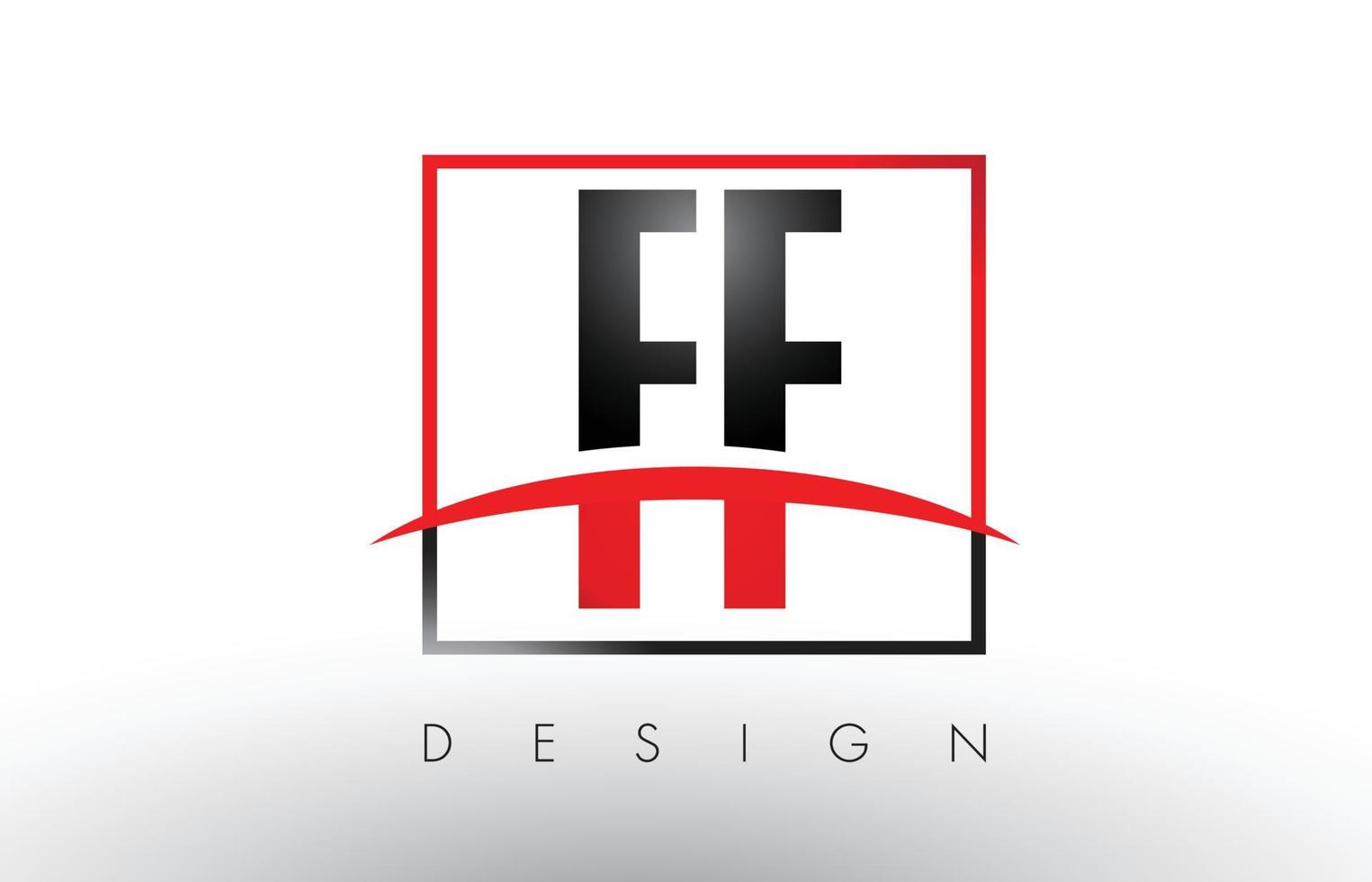ff ff logobokstäver med röda och svarta färger och swoosh. vektor