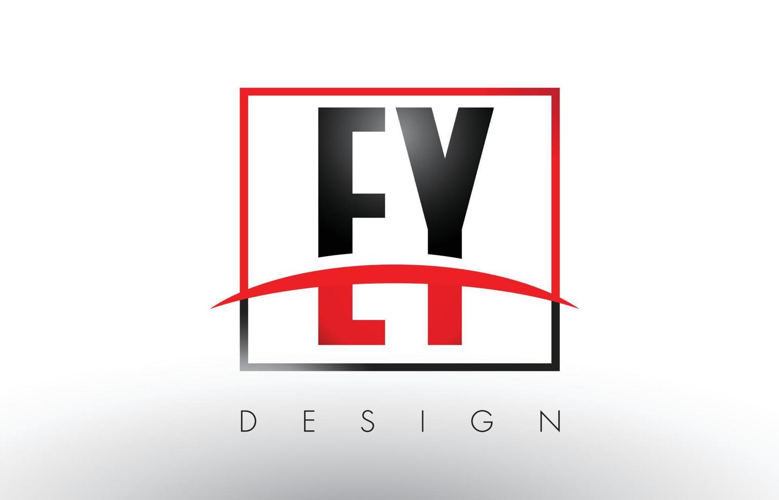 ey ey logotypbokstäver med röda och svarta färger och swoosh. vektor
