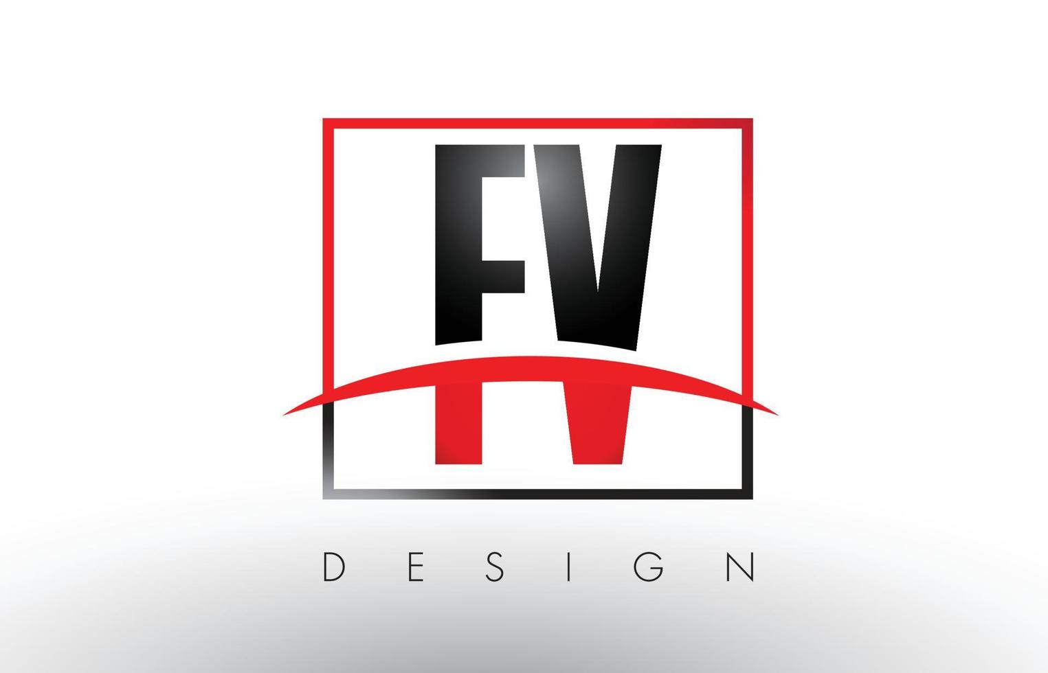 fv fv logobokstäver med röda och svarta färger och swoosh. vektor