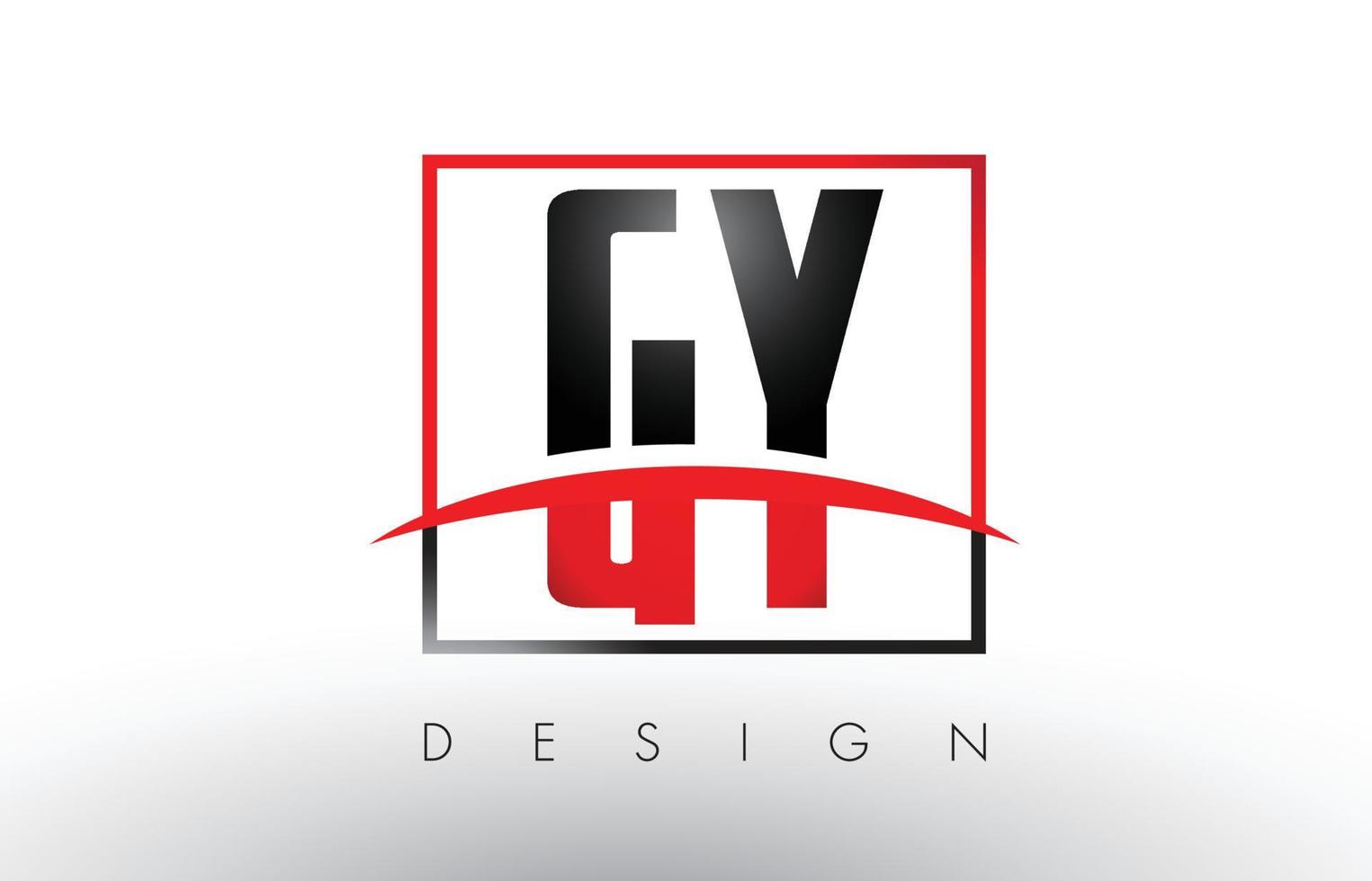 gy gy logo buchstaben mit roten und schwarzen farben und swoosh. vektor