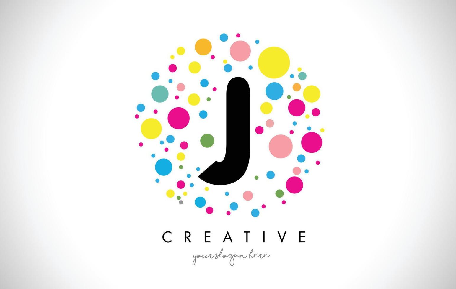 j Bubble Dots Letter Logo Design mit kreativen bunten Blasen. vektor