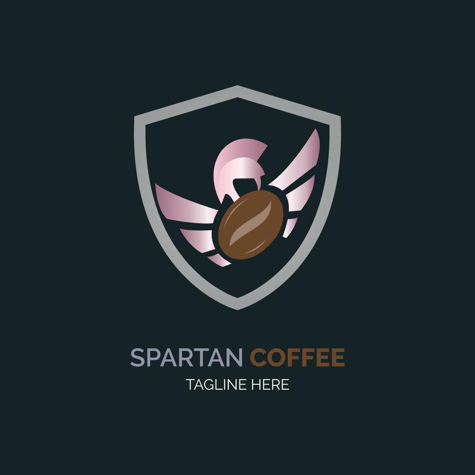 spartansk kaffesköld logotyp malldesign för varumärke eller företag och annat vektor
