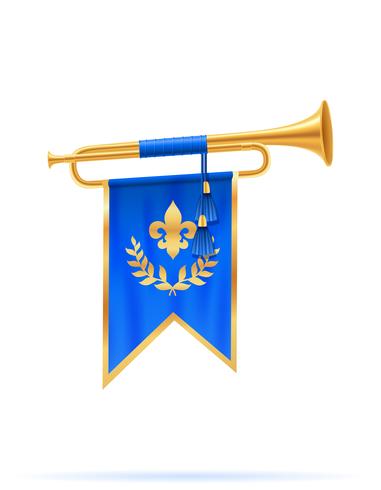 kung kunglig gyllene horn trumpet vektor illustration