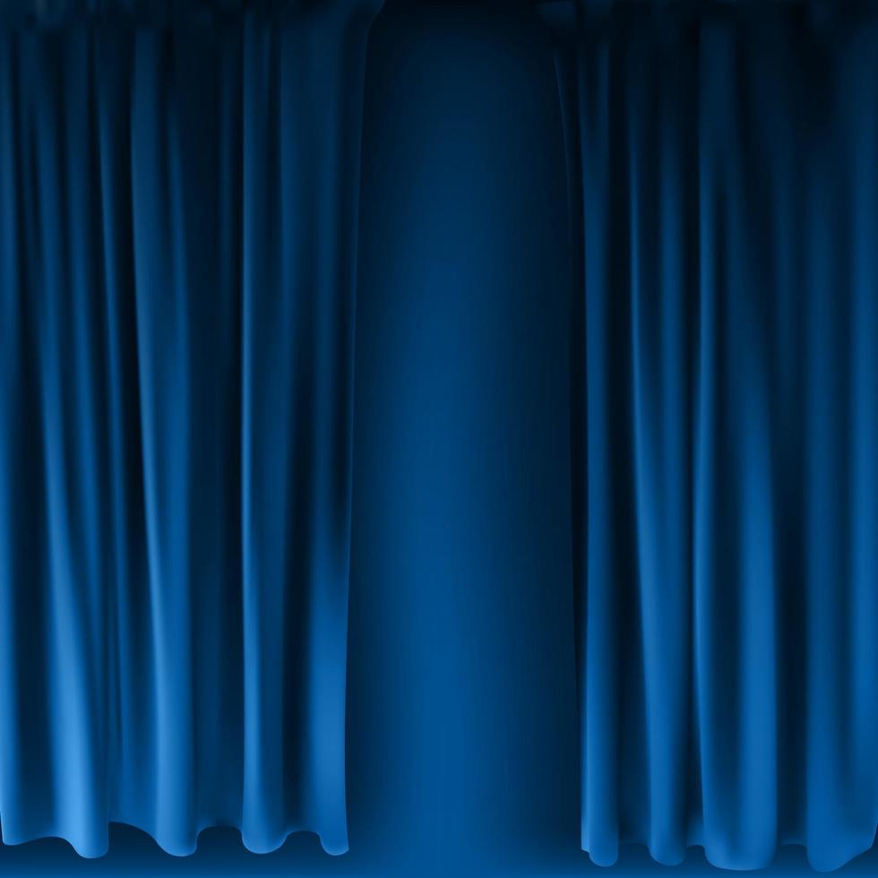 realistischer bunter blauer samtvorhang gefaltet. Option Vorhang zu Hause im Kino. Vektor-Illustration vektor