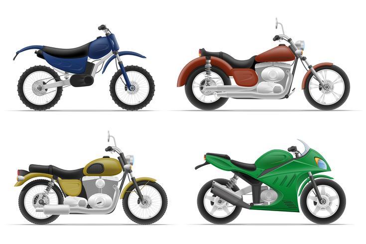 motorcykel uppsättning ikoner vektor illustration