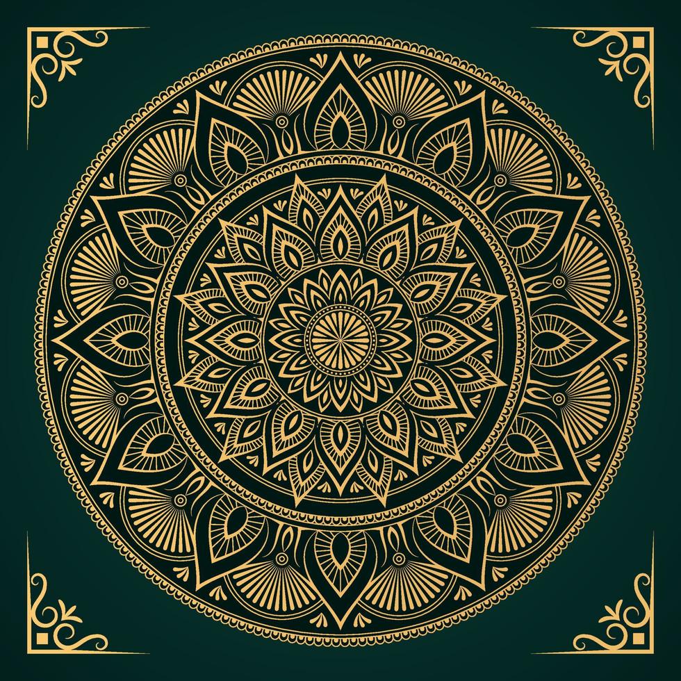 Luxus-Mandala-Hintergrund-Arabesken-Muster mit goldener Farbe, arabisch-islamischer Oststil vektor