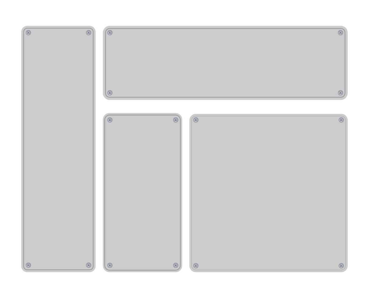 tom platta för din text isolerad på vit bakgrund. realistisk metallplatta banner. tom tavla med plats för text. vektor illustration.