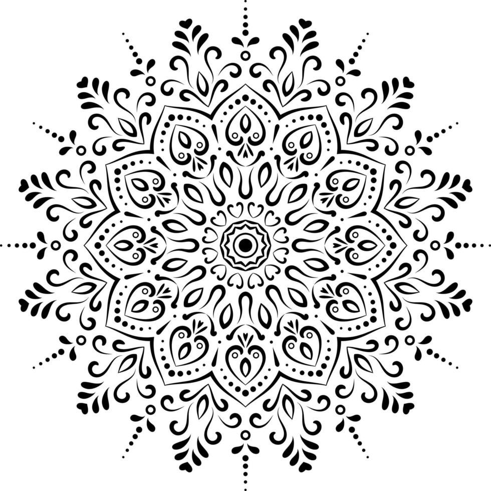 dekorativ mandala design, cirkulär mönsterdesign för tryck, affisch, omslag, broschyr, flygblad, banderoll, henna, mehndi, tatuering, bokomslag, dekoration. prydnad i etnisk orientalisk stil vektor