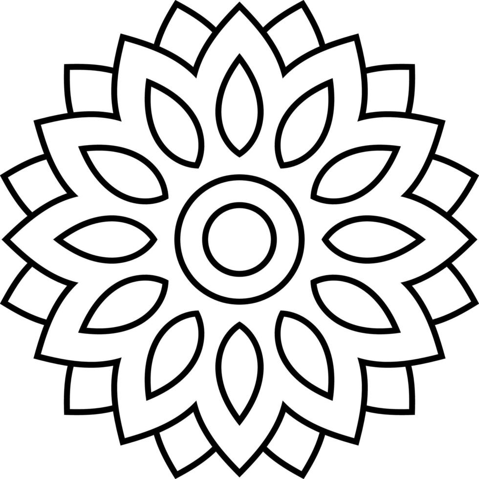 einfaches Mandala, florales Schwarz-Weiß-Mandala zum Ausmalen von Buchseiten. Mandalas zur Entspannung, Meditation vektor