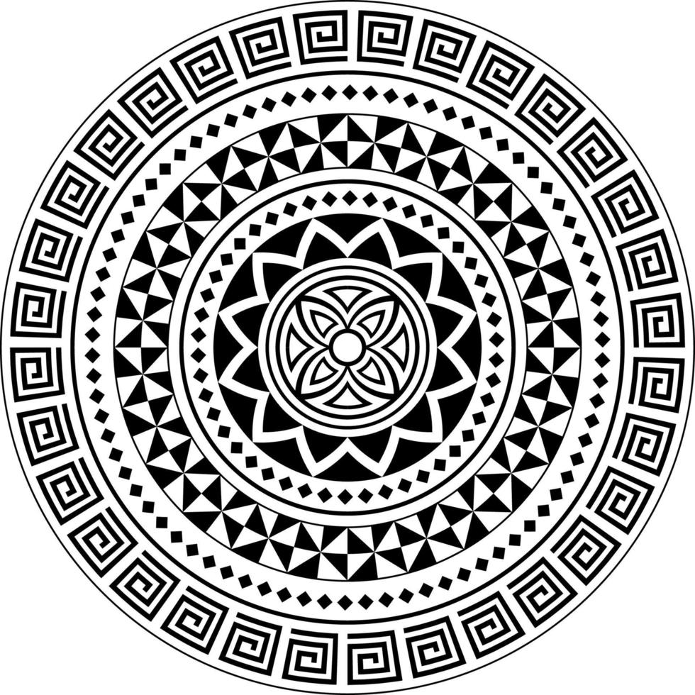 polynesisk hawaiisk tatuering stil cirkel mandala, vektor design, sol maori stil