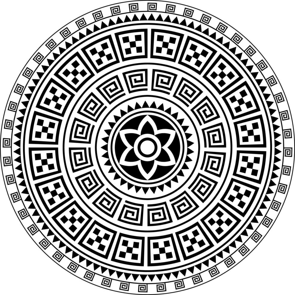 tribal geometrisk mandala vektordesign, polynesisk hawaiisk tatueringsstil boho mandala illustration i svart och vitt för väggkonstdesign, dekoration vektor
