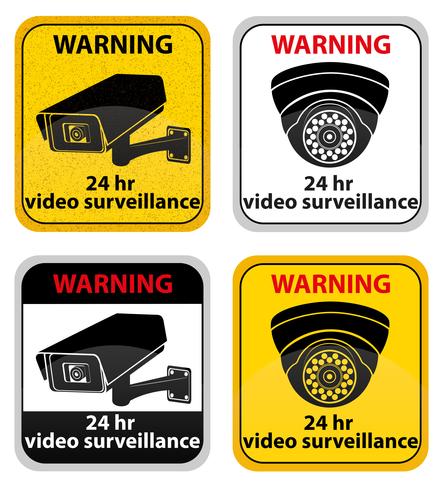 videoövervakning varningsskylt vektor illustration