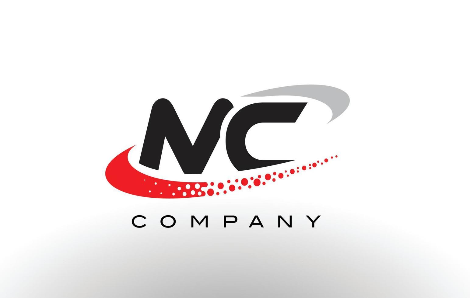 mc modernes Buchstaben-Logo-Design mit rot gepunktetem Swoosh vektor
