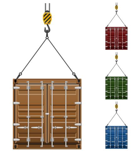 behållare hänger på kroken på en kran vektor illustration