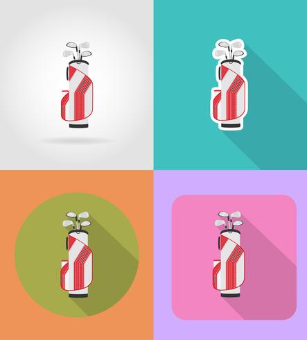 Tasche der flachen Ikonen des Golfclubs vector Illustration