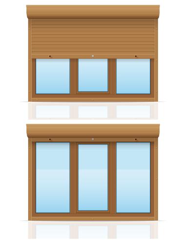 braunes Plastikfenster mit Rollenfensterladenvektorillustration vektor