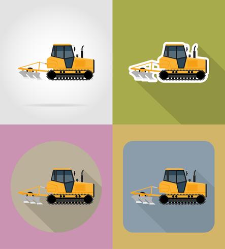 Caterpillar traktor platt ikoner vektor illustration