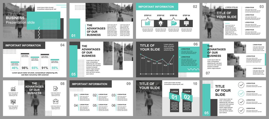 Företagspresentation glider mallar från infografiska element. Kan användas för presentationsmall, flygblad och broschyr, broschyr, företagsrapport, marknadsföring, reklam, årsrapport, banner. vektor