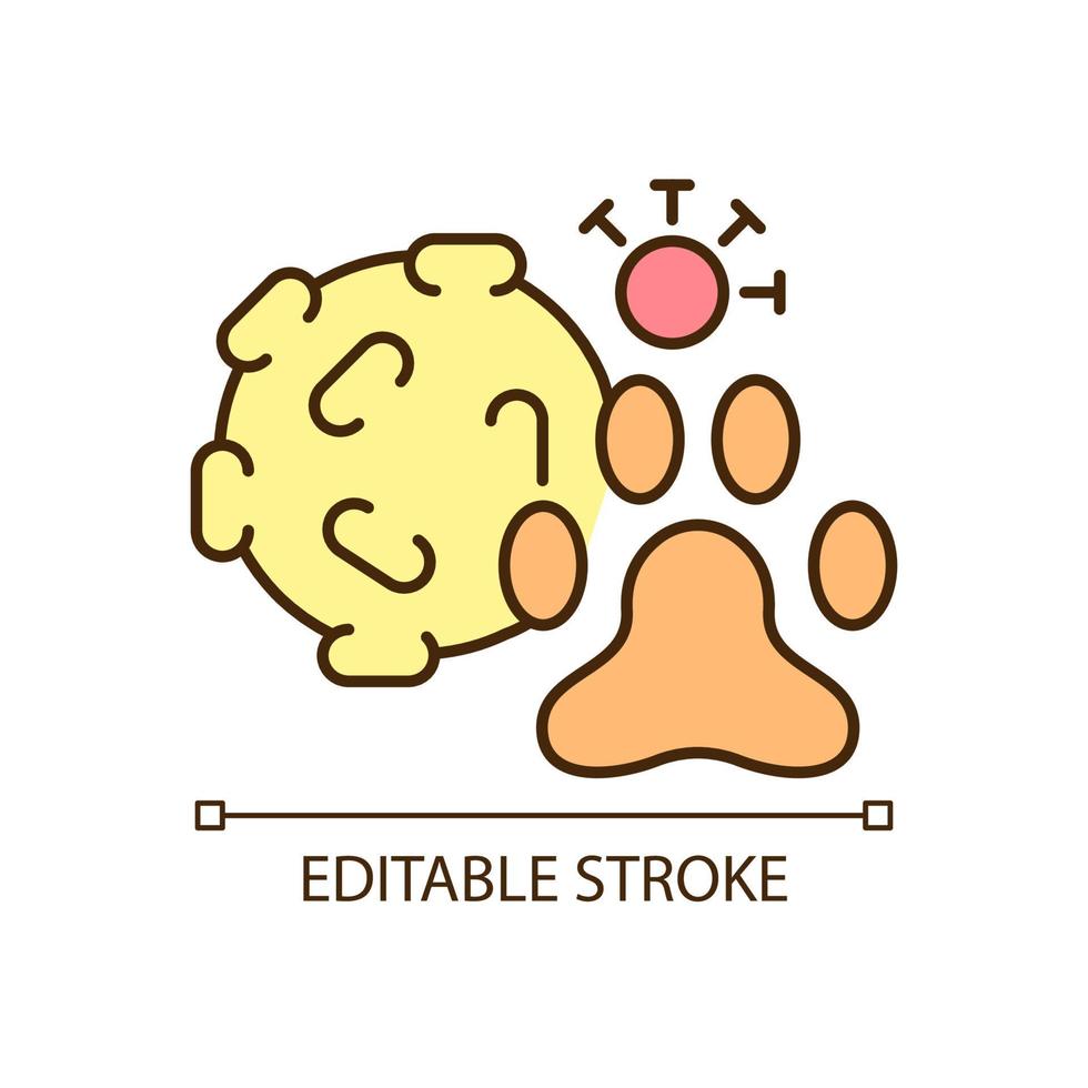 Tiervirus RGB-Farbsymbol. kleiner Infektionserreger. Haustierkrankheit. virale Tierinfektion. Bakterien verursachten Zoonose. isolierte Vektor-Illustration. einfache gefüllte Strichzeichnung. bearbeitbarer Strich vektor