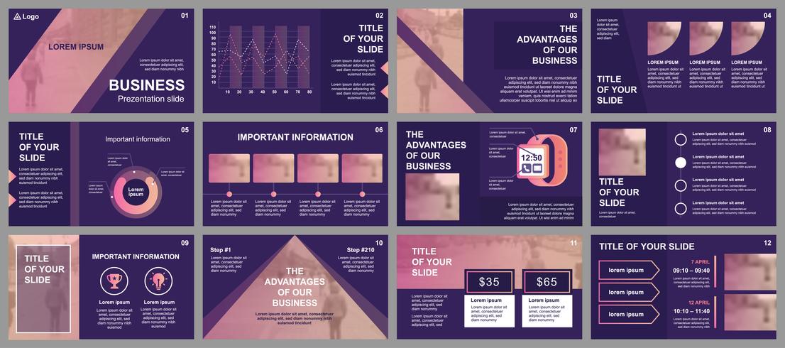 Företagspresentation glider mallar från infografiska element. Kan användas för presentationsmall, flygblad och broschyr, broschyr, företagsrapport, marknadsföring, reklam, årsrapport, banner. vektor