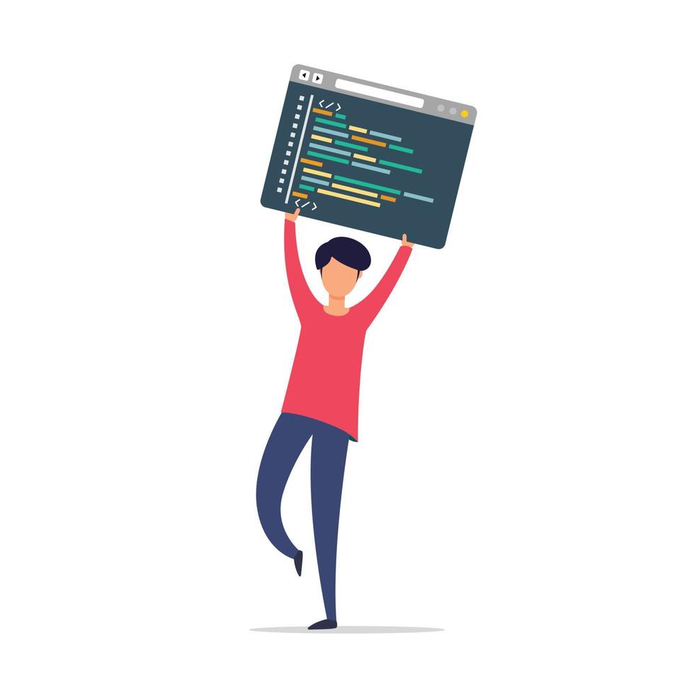 männlicher Webentwickler Erstellen von Programmcode Entwicklung von Software vektor