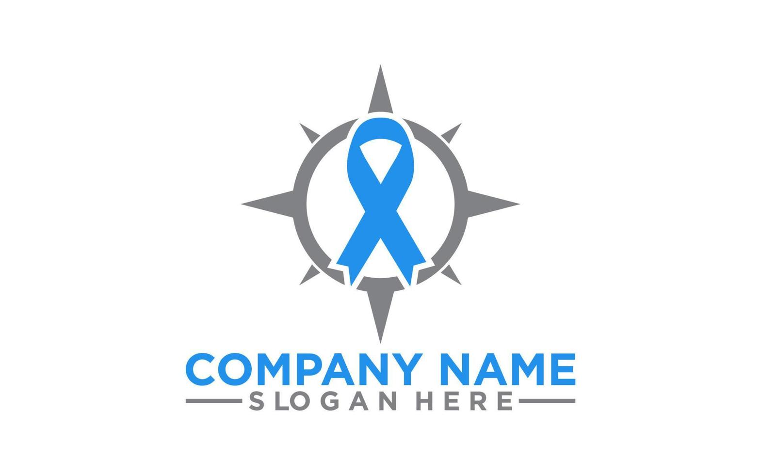 Logo-Pflegeband mit Kompass auf weißem Hintergrund, Vektorsymbol. Überlebende, Brustkrebsbewusstsein. Brustkrebsprävention und Symbol. vektor