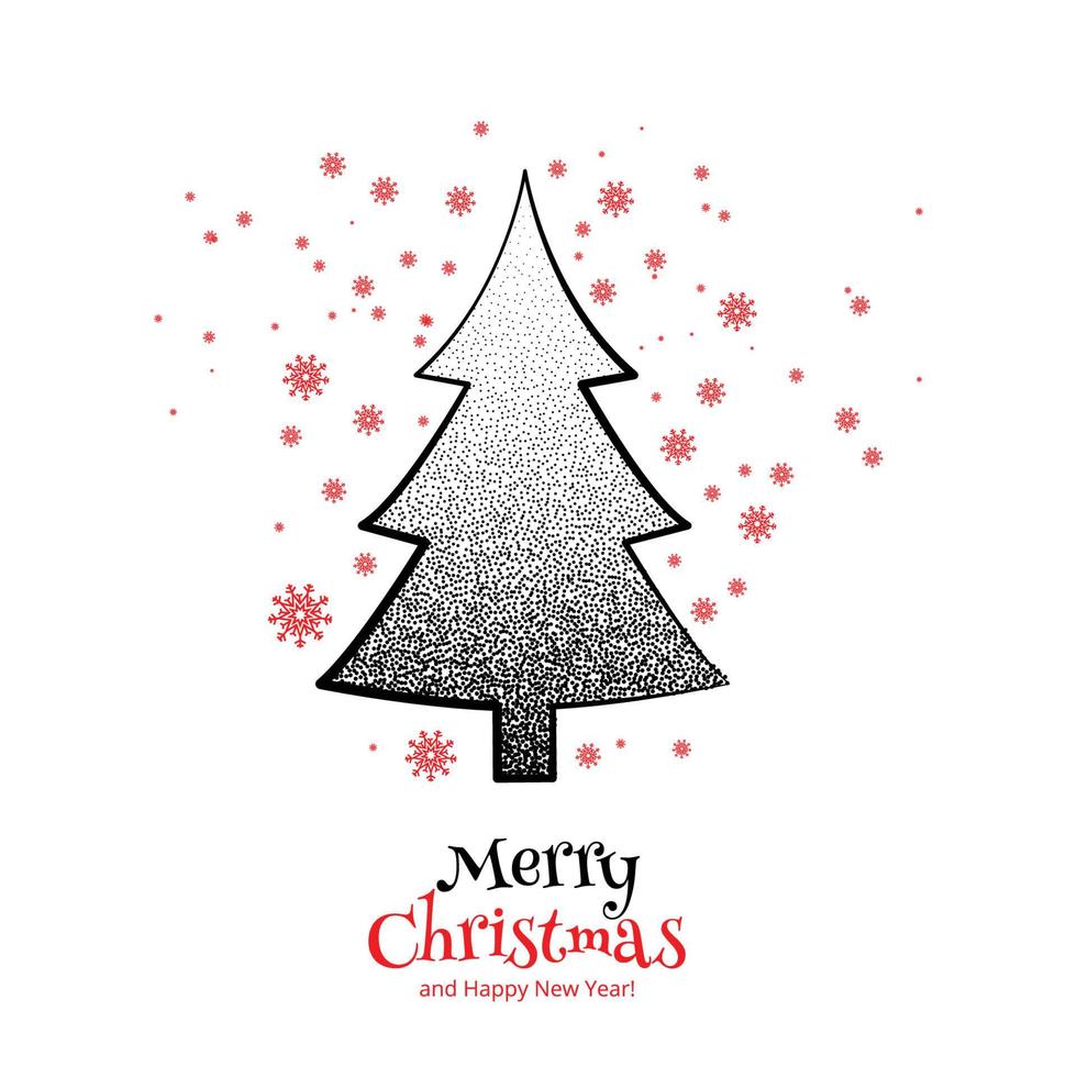Frohe Weihnachten-Baum-Design mit Punkten und Schneeflocken Hintergrund vektor