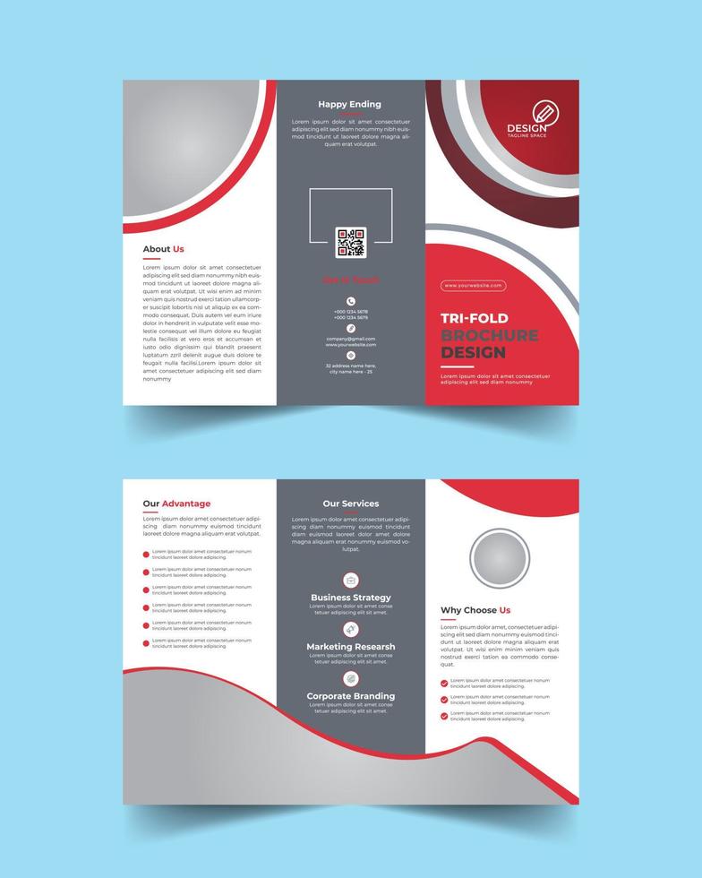 business tri fold broschyr design, företagsmall i tri fold broschyr layout vektor