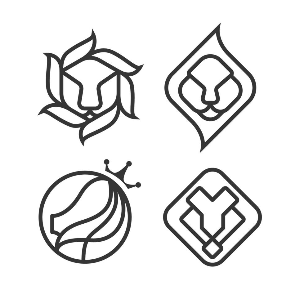 lejon logotyp ikon fodrad uppsättning för ditt varumärke och företag vektor
