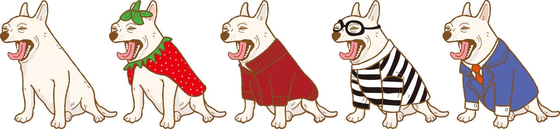tecknad chihuahua hund med kostym illustration vektor set
