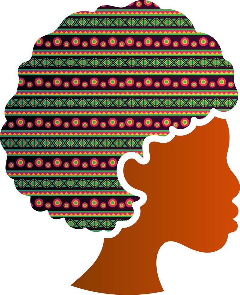 Afroamerikanerfrau Gesichtschattenbildprofilikone lokalisiert vektor