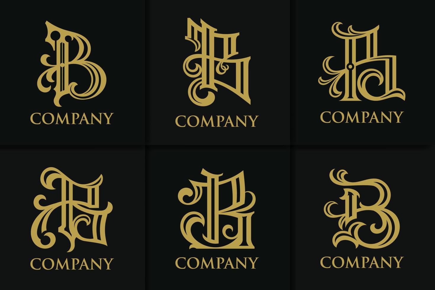 vintage b brev logotyp monogram mall samling vektor