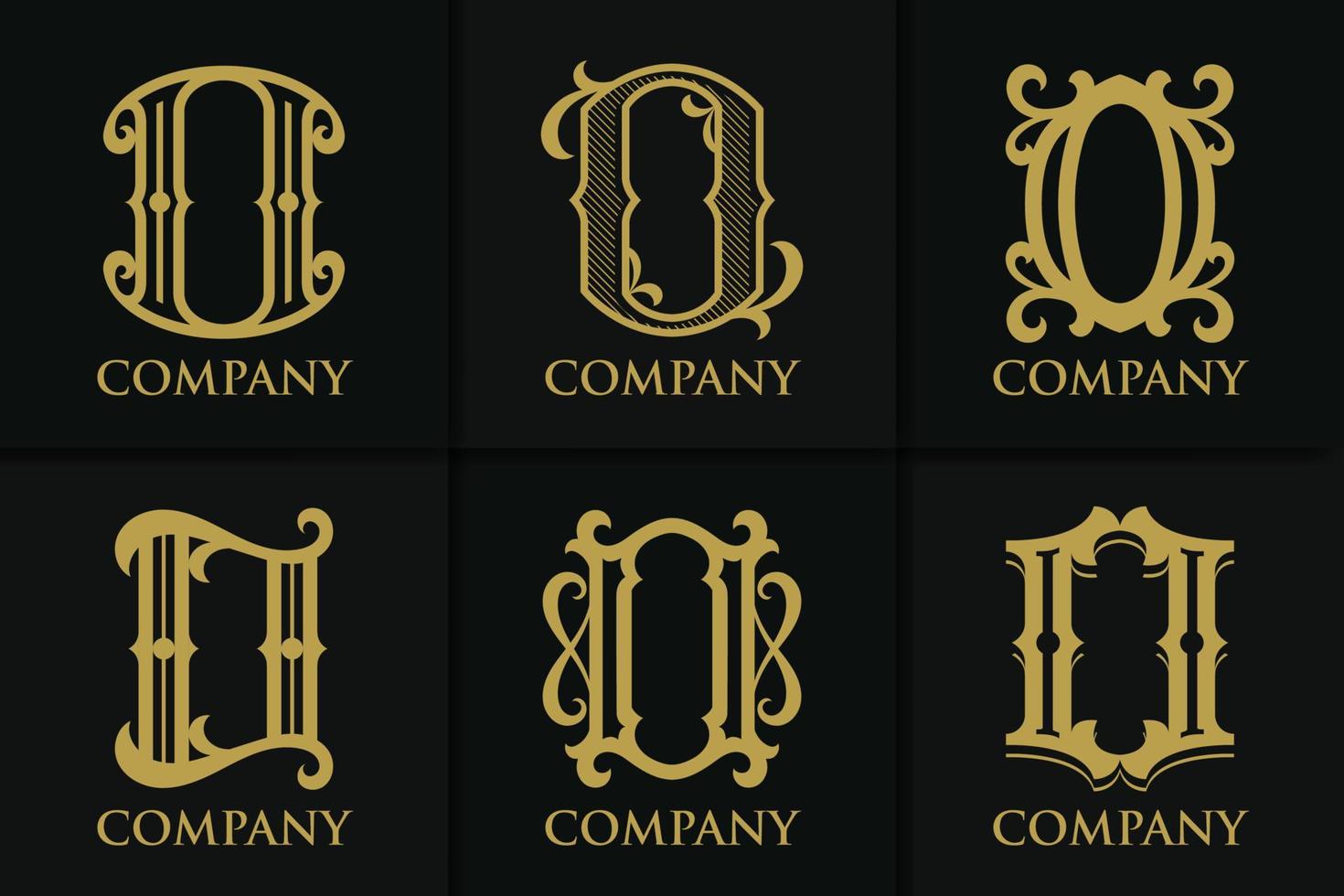 vintage o brev logotyp monogram mall samling vektor