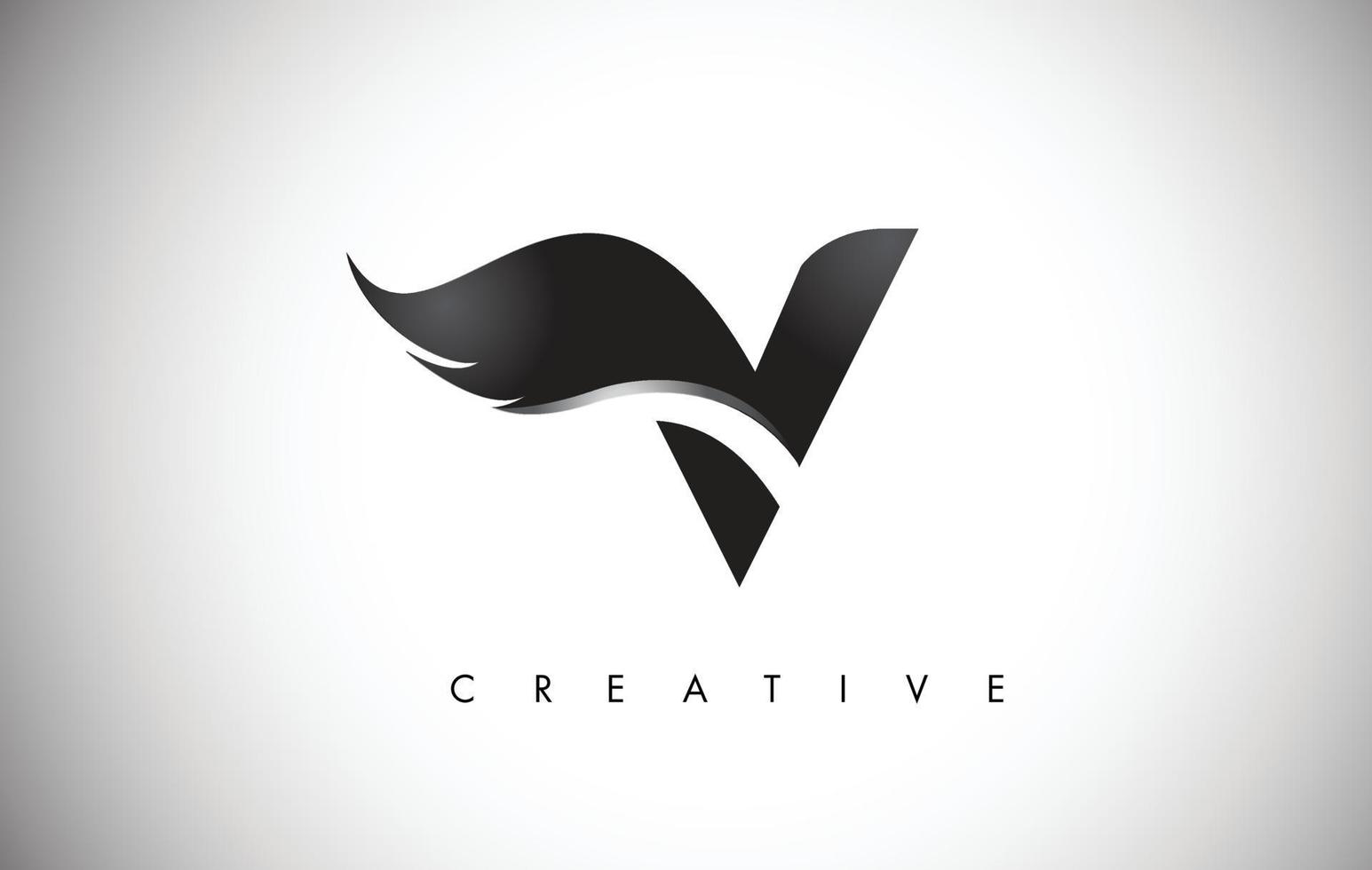 v brev vingar logotyp design med svart fågel flyga vingikonen. vektor