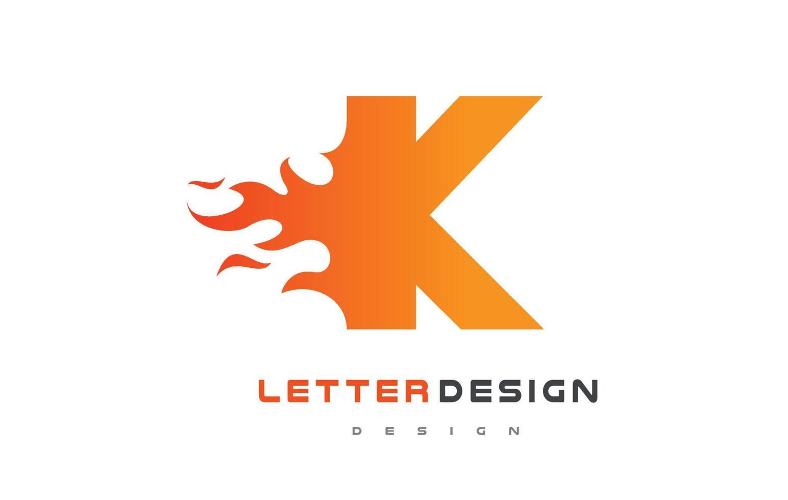 k letter flame logotyp design. brand logotyp bokstäver koncept. vektor